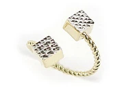 10K Yellow & White Gold Modern Square Shimmer Cut Bypass Ring