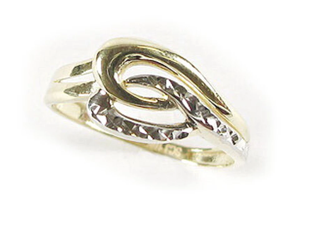 10K Yellow & White Gold Shimmer Cut Locked Layer Ring