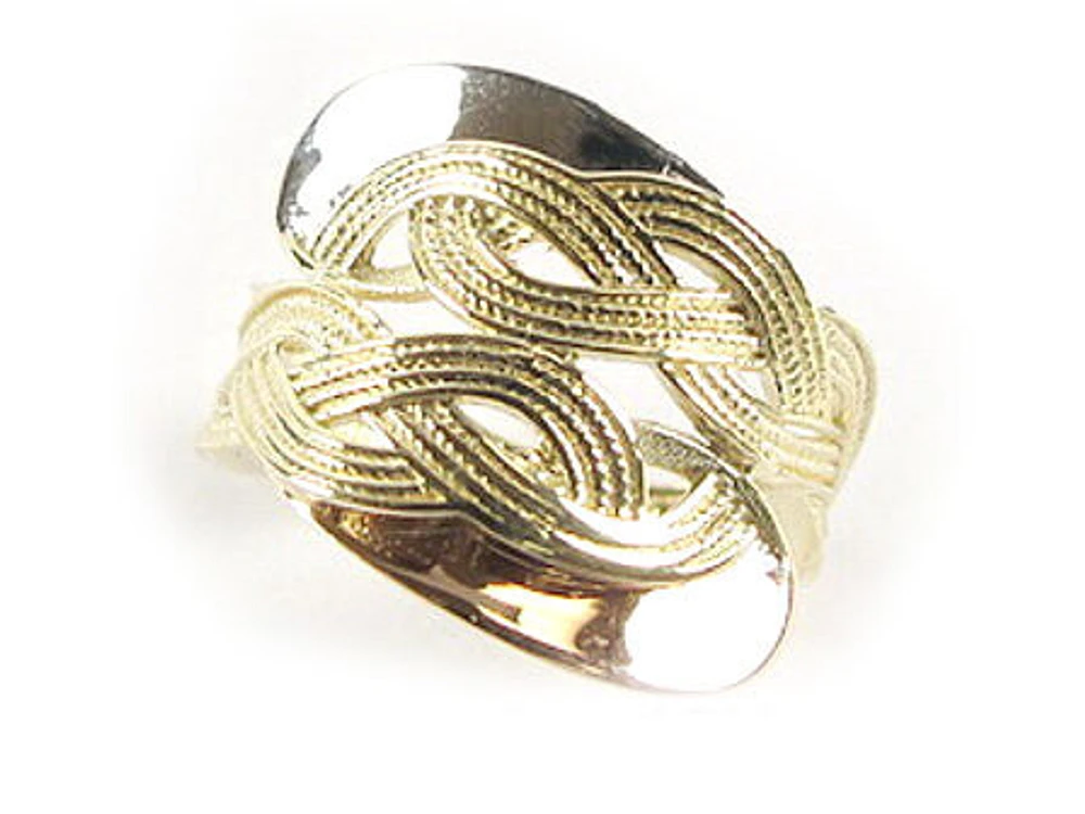 10K Yellow & White Gold Multi Shimmer Cut Layer Ring