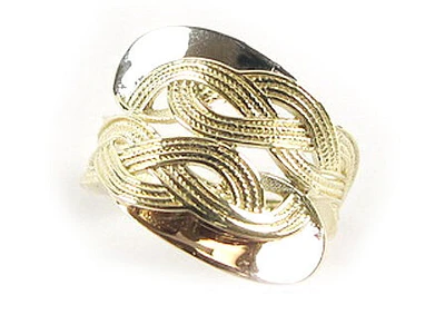 10K Yellow & White Gold Multi Shimmer Cut Layer Ring