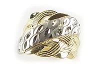 10K Yellow & White Gold Shimmer Cut Multi Loop Layer Ring