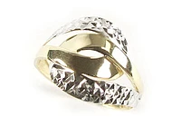 10K Yellow & White Gold Shimmer Cut Quad Layer Ring