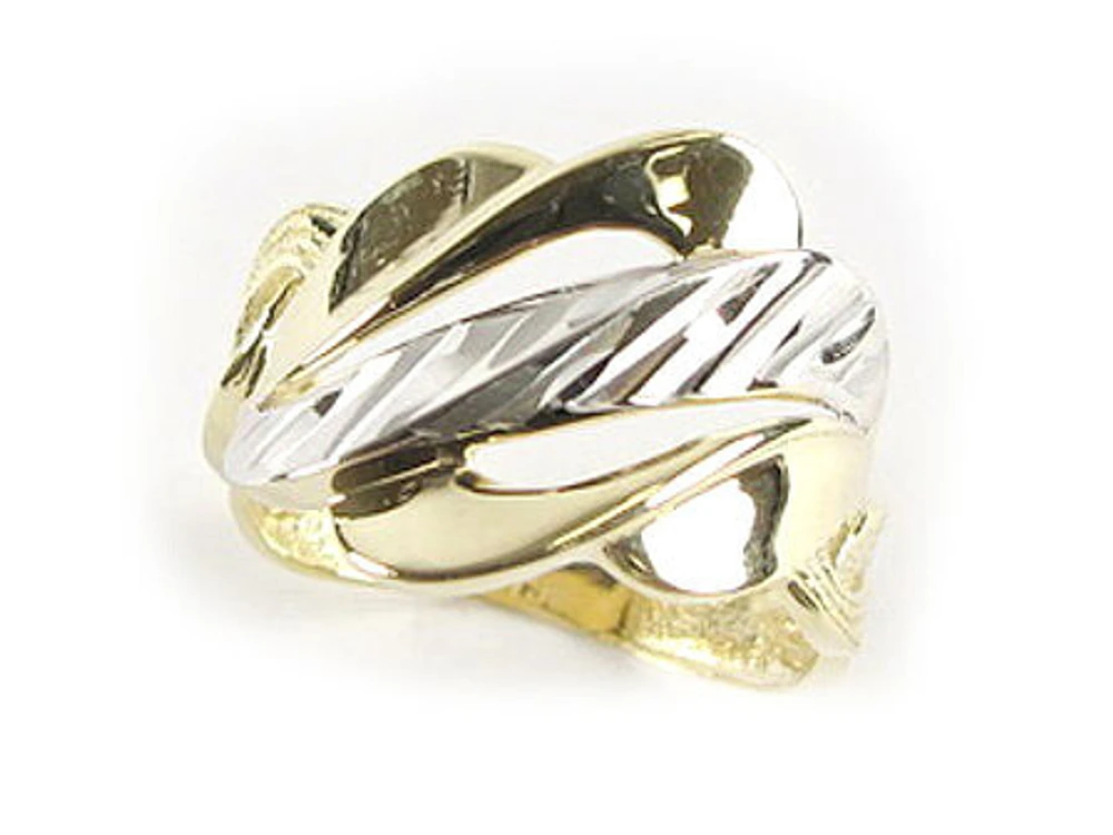 10K Yellow & White Gold Multi Loop Layer Ring