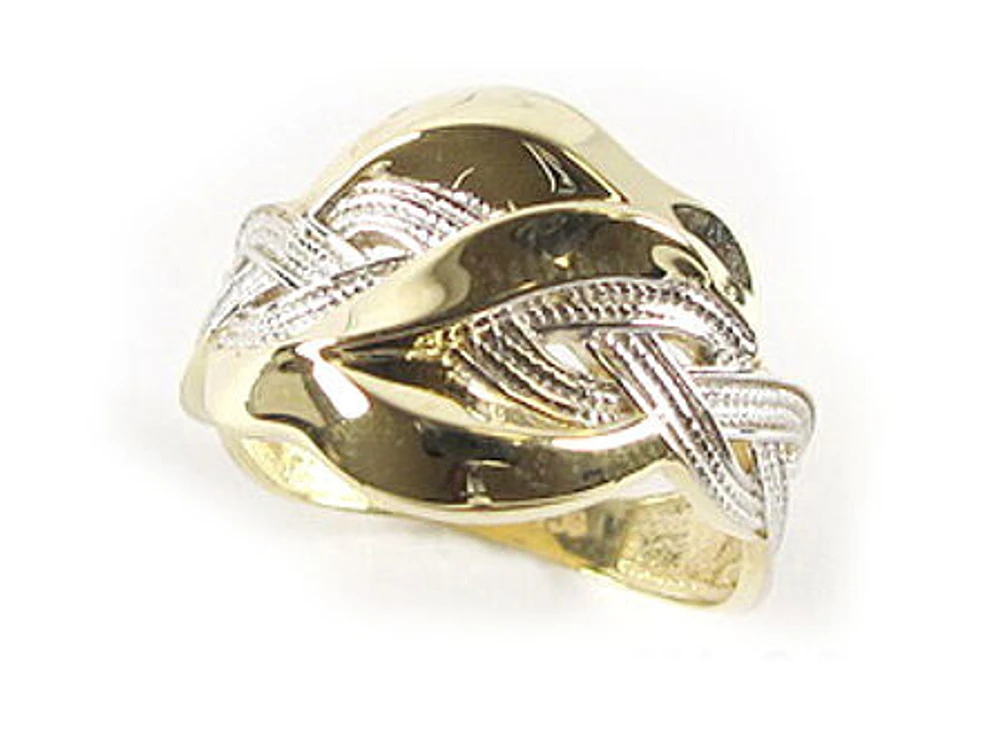 10K Yellow Gold Shimmer Cut Multi Loop Layer Ring