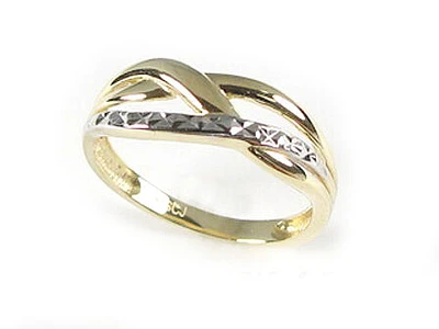 10K Yellow & White Gold Shimmer Cut Intertwined Ring