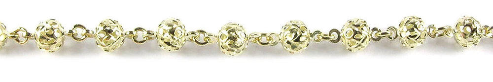 10K Yellow Gold Fancy Bead Ball Bracelet