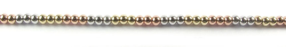 10K Yellow, White & Rose Gold Smooth Ball Bracelet