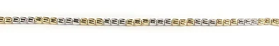 10K Yellow & White Gold Simple Shimmer Cut Bead Ball Bracelet