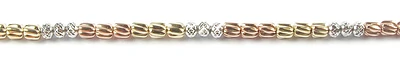 10K Yellow, White & Rose Gold Multi Shape Ball Bracelet