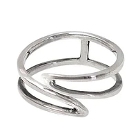 Sterling Silver Ring With Line Design. Approximate Band Size: 8mm Width