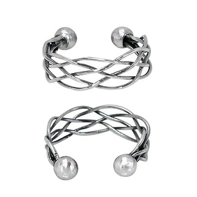 Sterling Silver, Adjustable Ring With 5Mm Ball Bead And 6mm Braided Band