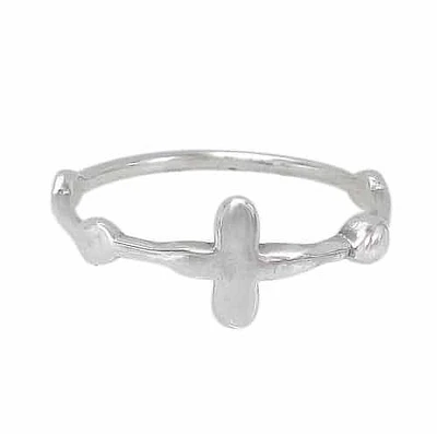 Sterling Silver, Cross Ring With 1.5mm Band. Approximate Cross Size: 8mm L X 17mm W