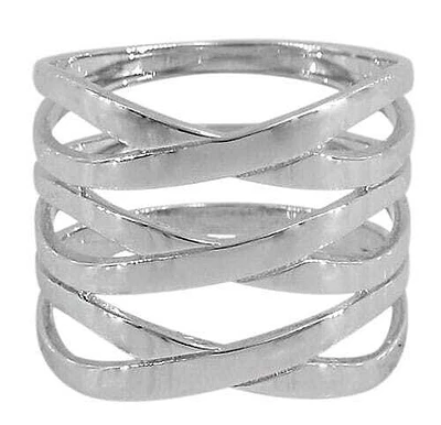 Sterling Silver With Rhodium Plated Long Band, 17mm Length