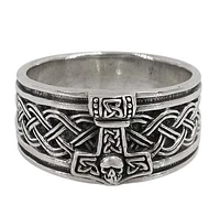 Sterling Silver Thor Hammer Ring, 12Mm Width.