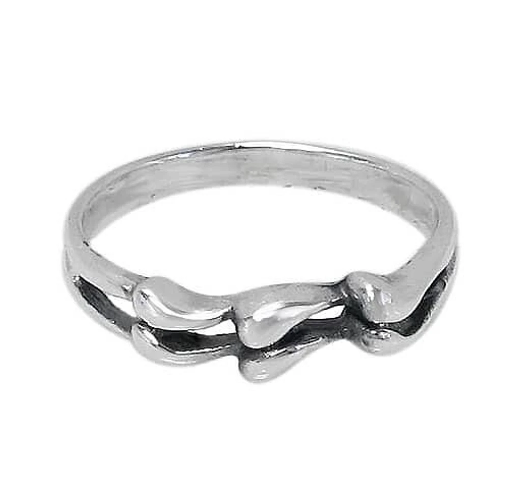 Sterling Silver, Wavy Style Ring With 4.5mm Band