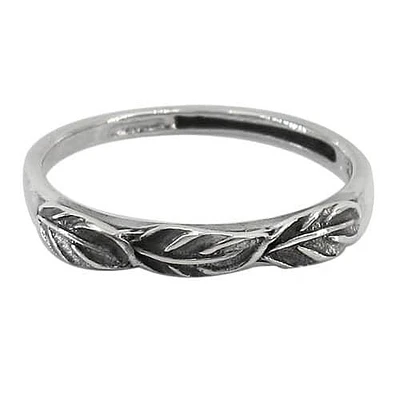 Sterling Silver Leaf Ring, 3mm Width