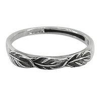 Sterling Silver Leaf Ring, 3mm Width