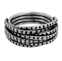 Sterling Silver Ring With Multi Bead Bar, 10mm Width