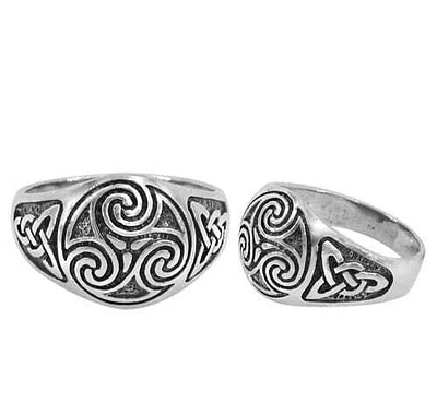 Sterling Silver Triskele Ring, 16mm Width