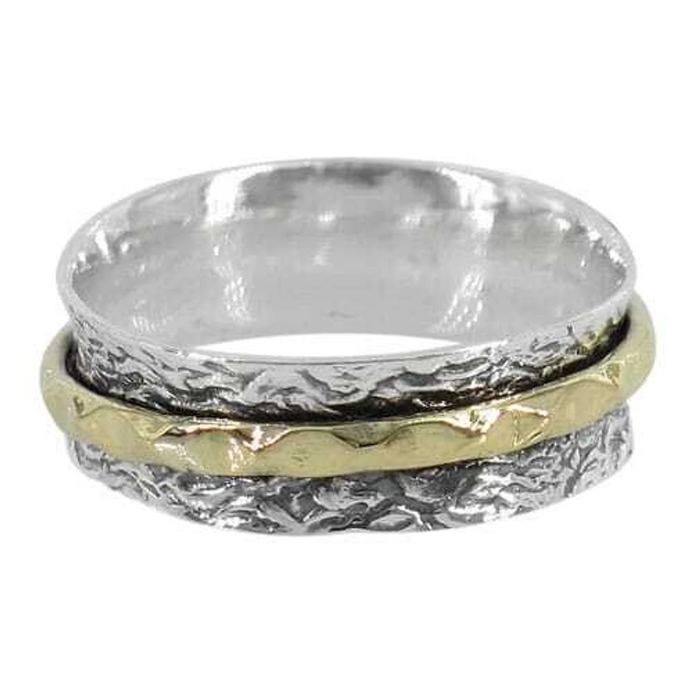 Sterling Silver Meditation Ring With Brass Band