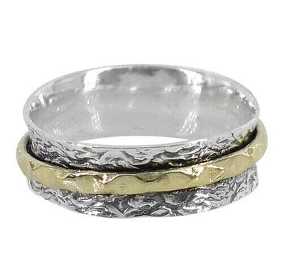 Sterling Silver Meditation Ring With Brass Band