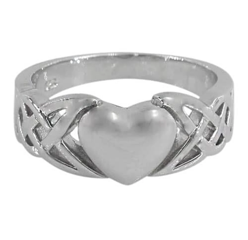 Sterling Silver With Rhodium Plated Heart Ring, 8X9mm(Heart)