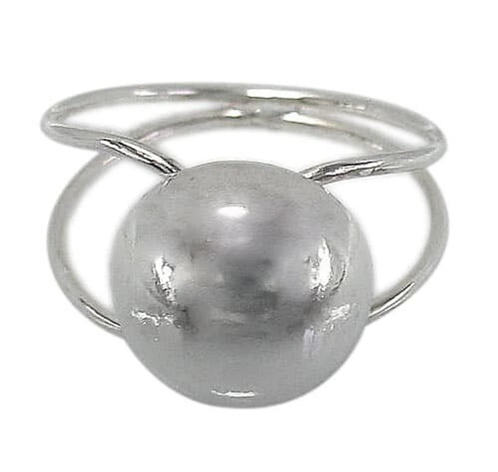 Sterling Silver Ring With 12mm Half Ball Bead