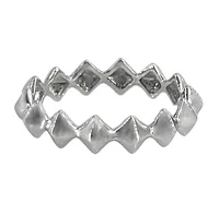 Sterling Silver With Rhodium Plated Diamond Shape Band, 5mm Width