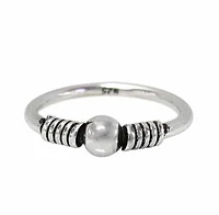 Sterling Silver Ring With 5mm Ball Bead. Approximate Band Size: 2mm Width