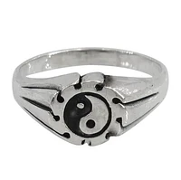 Sterling Silver Yin Yang Ring, 9mm Width