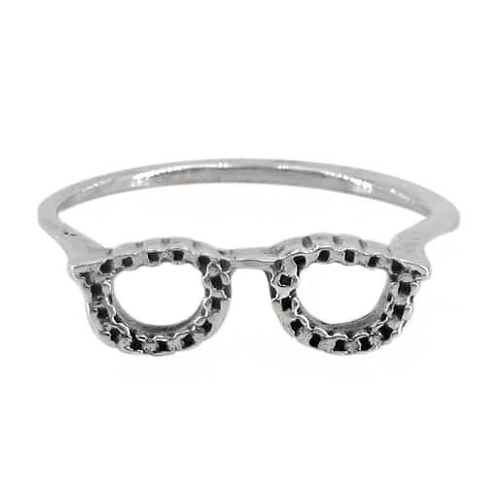 Sterling Silver Glasses Ring, 5mm Width