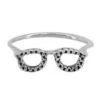 Sterling Silver Glasses Ring, 5mm Width