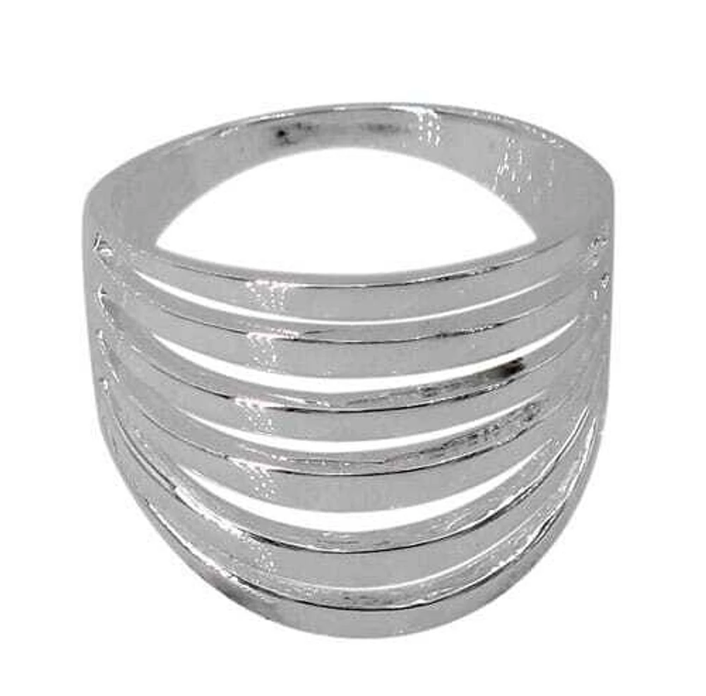 Sterling Silver Multi Bar Ring, 19mm Width