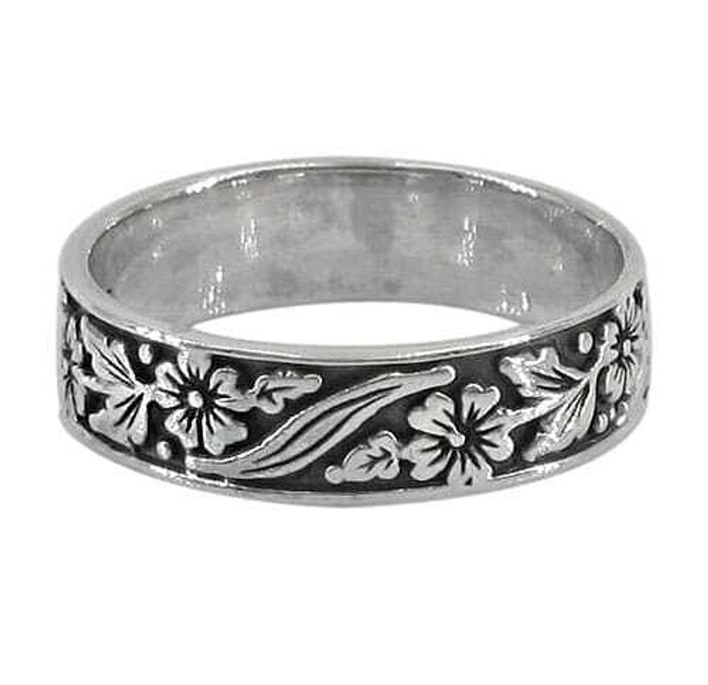 Sterling Silver Flower Ring, 5mm Width