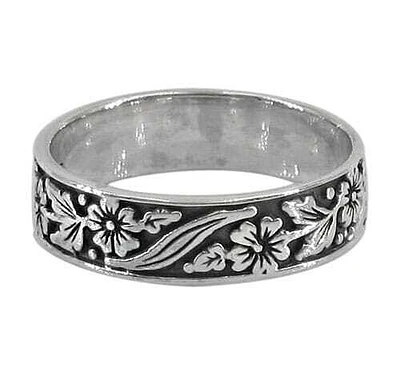 Sterling Silver Flower Ring, 5mm Width