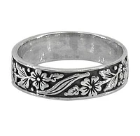 Sterling Silver Flower Ring, 5mm Width