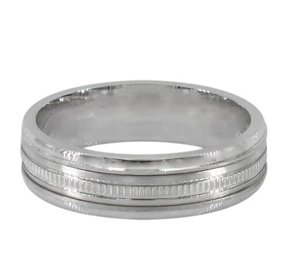 Sterling Silver With Rhodium Spin Ring, 6mm Width