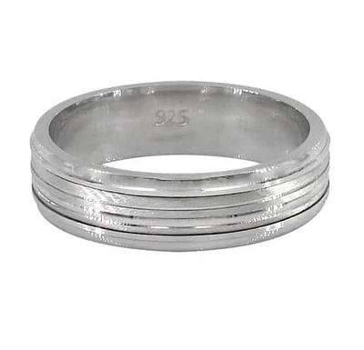 Sterling Silver With Rhodium Spin Ring, 7mm Width