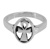 Sterling Silver Ankh Cross Ring, 13mm Width