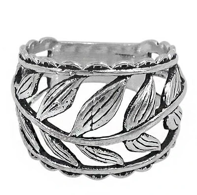 Sterling Silver Leaf Ring, 17mm Width