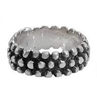 Sterling Silver Beaded Style Ring, 9mm Width