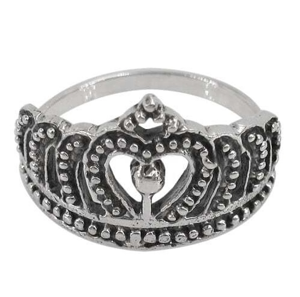 Sterling Silver Crown Ring, 15mm Width