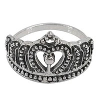 Sterling Silver Crown Ring, 15mm Width