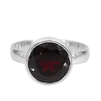 Sterling Silver, 10mm Garnet Ring, 8Mm Band