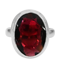 Sterling Silver, 11X14mm Garnet Ring, 3.5mm Band