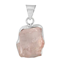 Sterling Silver, Rough Rose Quartz Pendant