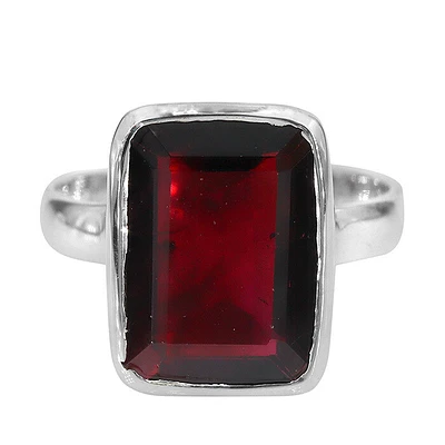 Sterling Silver, 10X14mm Garnet Ring, 3mm Band