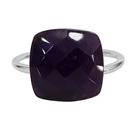 Sterling Silver, 12X12mm Amethyst Ring, 1.5mm Round Band