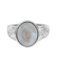 Sterling Silver With Rhodium, 10X13mm Moonstone Ring
