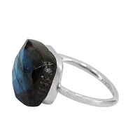 Sterling Silver, 12X12mm Labradorite Ring, 1.5mm Round Band